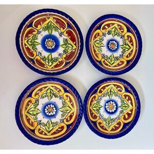 Set of 4 Tabletops Gallery "Bartolo" Scrolls Flower Rope Edge 8" Plate